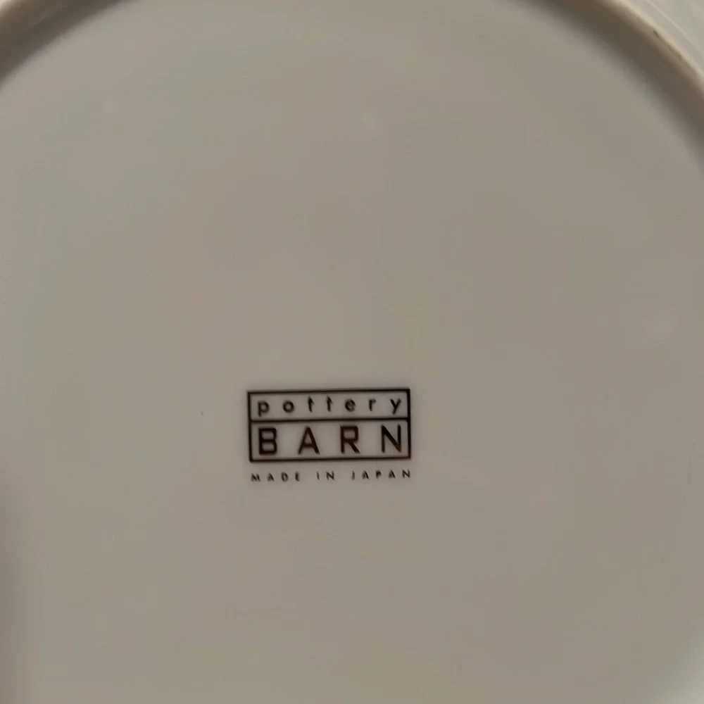 Pottery Barn Silver Fruit Tea Script Plates